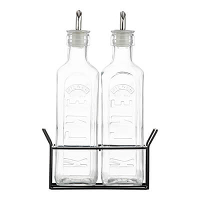 Kilner ÖL- & Essigflaschen Set aus Glas mit Metallständer, 600 ml