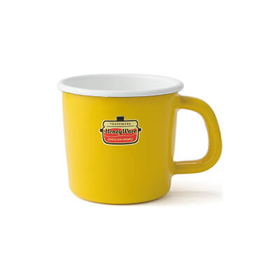 Kaffee- & Campingtasse aus Emaille 8 cm, gelb von Honey Ware
