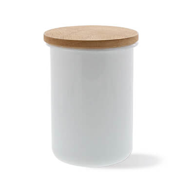 Emaille-Vorratsdose mit hochwertigen Holzdeckel,  0,8 l - 10 x 14 cm von Honey Ware
