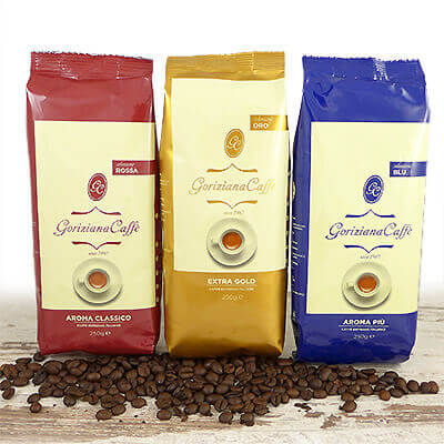 Zur Produktseite von Espresso Bohnen Probierpaket von Goriziana, 3 x 250 g Espresso Bohnen Probierpaket von Goriziana, 3 x 250 g