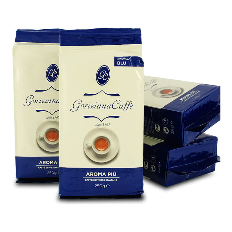 Espresso gemahlen BLU Aroma von Goriziana, 4 x 250 g