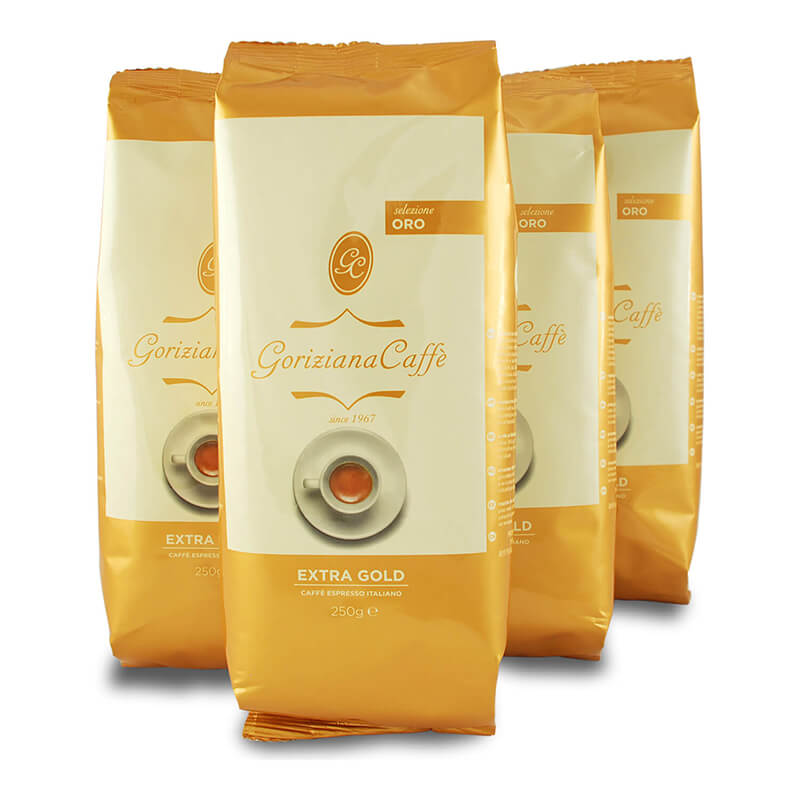Espresso Bohnen ORO Extra Gold von Goriziana, 4 x 250 g weitere Ansicht Espresso Bohnen ORO Extra Gold von Goriziana, 4 x 250 g