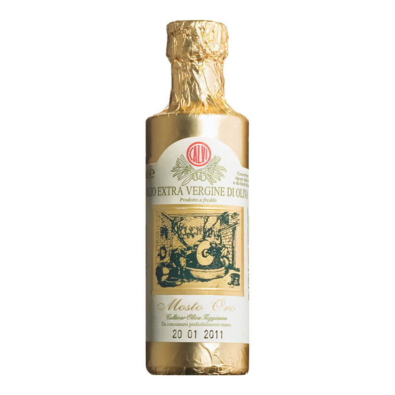 Mosto Oro klassisches, mildes Olivenöl in edlem Gewand von Calvi, 100 ml