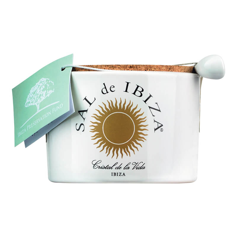 Fleur de Sel - Isla blanca mit ibizenkischen Kräutern im Keramiktopf von Sal de Ibiza, 140 g