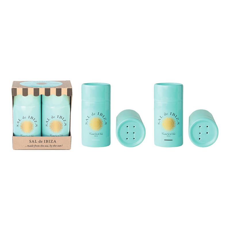 Salz & Bio-Pfeffer im Keramikstreuer von Sal de Ibiza, 90 g / 40 g weitere Ansicht Salz & Bio-Pfeffer im Keramikstreuer von Sal de Ibiza, 90 g / 40 g