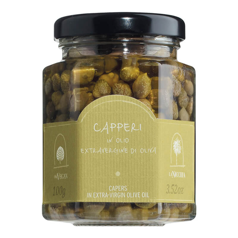 Kapern von der Insel Pantelleria in Olivenöl von La Nicchia, 100 g