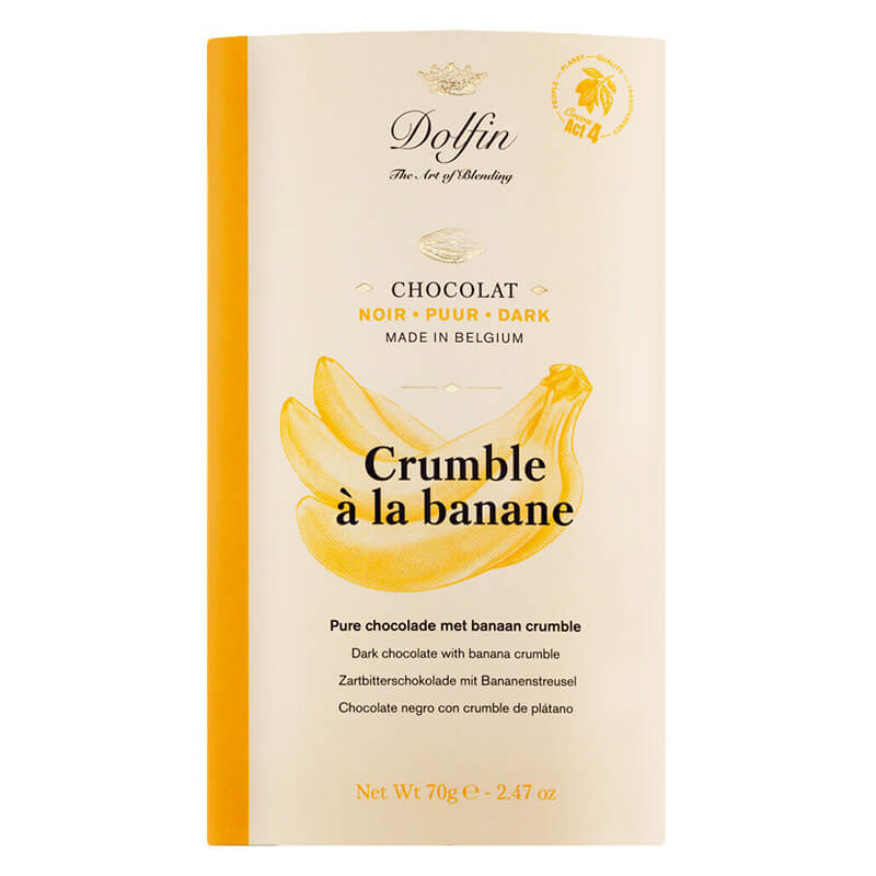 Dolfin Zartbitterschokolade mit Bananenstreusel, 70 g