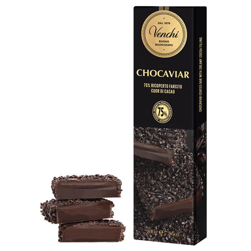 Chocoviar Bar - Zartbitterschokolade mit Schokoladencreme von Venchi, 200 g weitere Ansicht Chocoviar Bar - Zartbitterschokolade mit Schokoladencreme von Venchi, 200 g