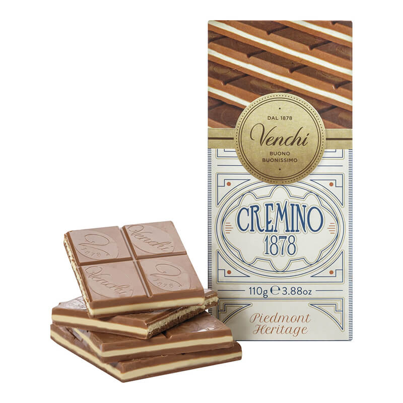 Cremino 1878 Bar Milch-Gianduiaschokolade mit Mandelpaste von Venchi, 110 g weitere Ansicht Cremino 1878 Bar Milch-Gianduiaschokolade mit Mandelpaste von Venchi, 110 g