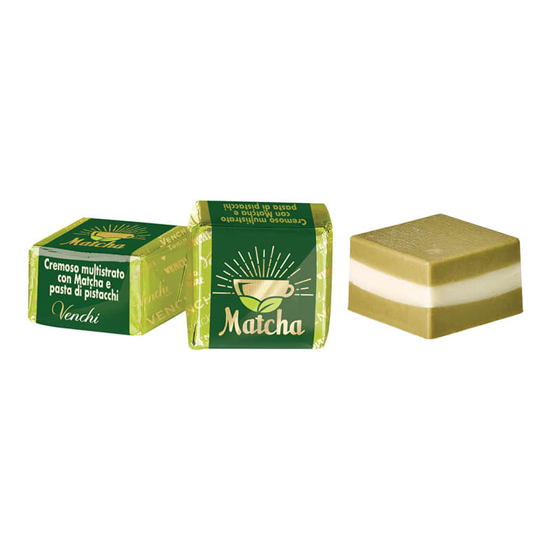 Cubotto Matcha Schichtpraline Pistaziencreme, Zitrone & Matcha von Venchi, 100 g