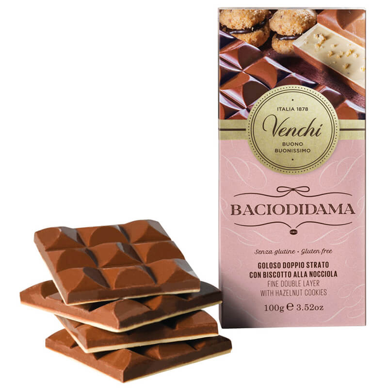 Baciodidama Weiße Gianduia mit Haselnusskeks & Schokolade von Venchi, 100 g weitere Ansicht Baciodidama Weiße Gianduia mit Haselnusskeks & Schokolade von Venchi, 100 g