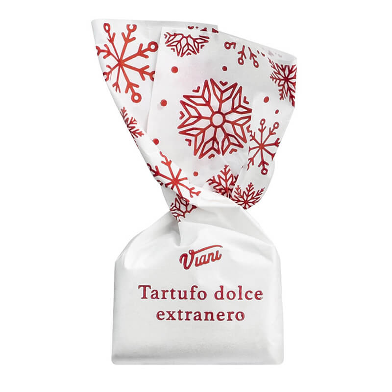 Tartufi dolci extraneri - Trüffelpralinen mit Zartbitterschokolade in Weihnachtsverpackung, 1 kg weitere Ansicht Tartufi dolci extraneri - Trüffelpralinen mit Zartbitterschokolade in Weihnachtsverpackung, 1 kg