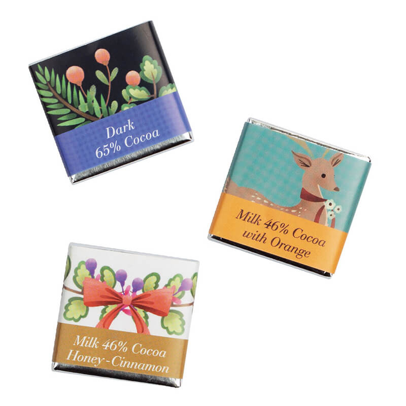 Mini Bio Schokoladentafeln in Geschenkpackung von Chocolate Organiko, 110 g weitere Ansicht Mini Bio Schokoladentafeln in Geschenkpackung von Chocolate Organiko, 110 g
