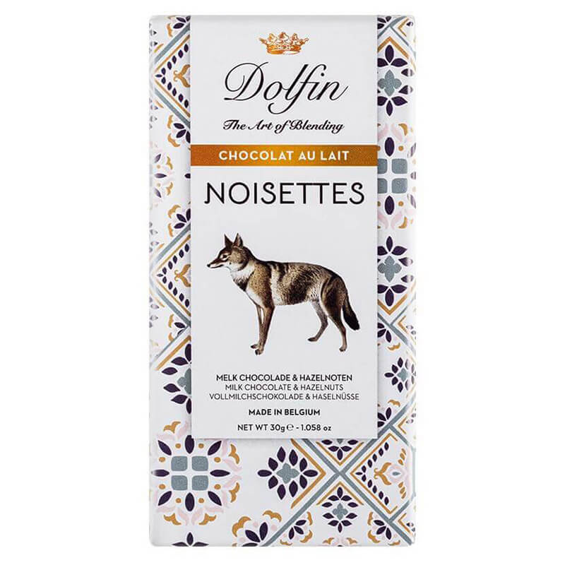 Dolfin Noisettes Vollmilchschokolade mit Haselnüssen, 30 g