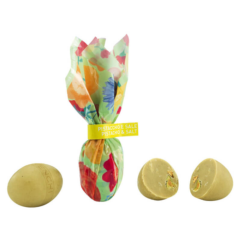 Ostereier mit ganzer gesalzener Pistazie aus heller Schokolade von Venchi, 100 g weitere Ansicht Ostereier mit ganzer gesalzener Pistazie aus heller Schokolade von Venchi, 100 g
