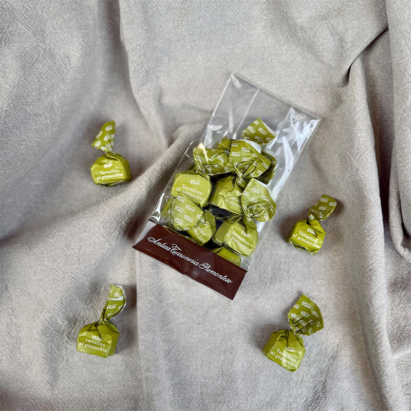 Tartufini dolci al pistacchio - helle Mini Schokoladentrüffel mit Pistazien, 100 g