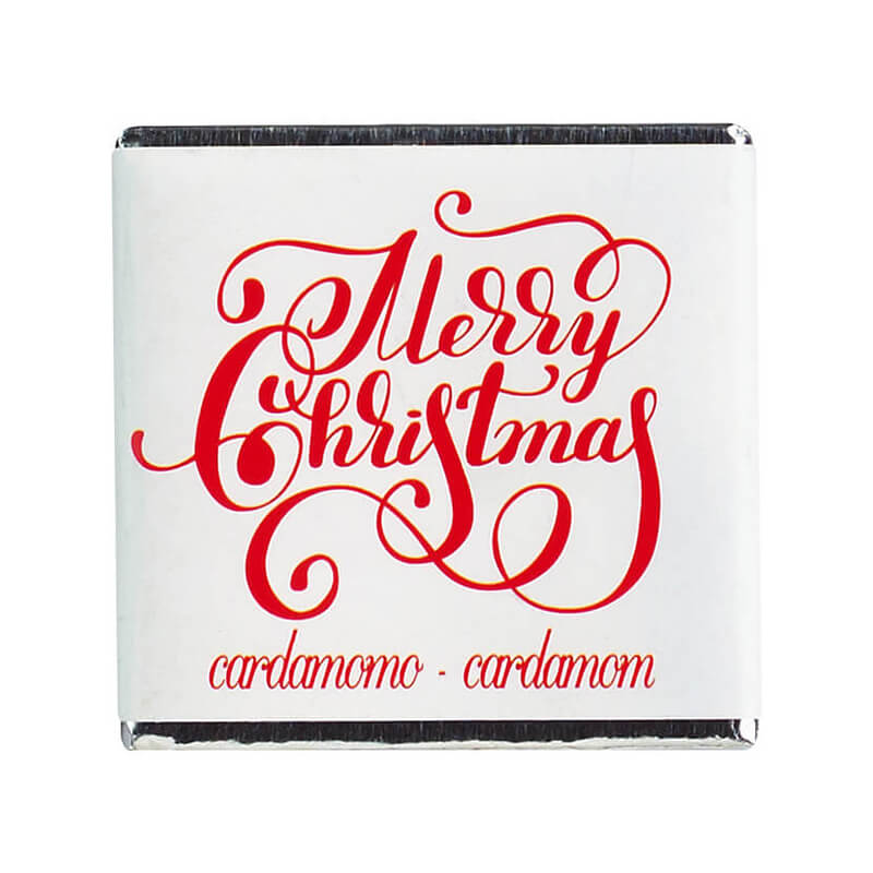 Merry Christmas Minitafeln - Bio Vollmilchschokolade 24 aromatisierte Täfelchen von Chocolate Organiko, 120 g weitere Ansicht Merry Christmas Minitafeln - Bio Vollmilchschokolade 24 aromatisierte Täfelchen von Chocolate Organiko, 120 g
