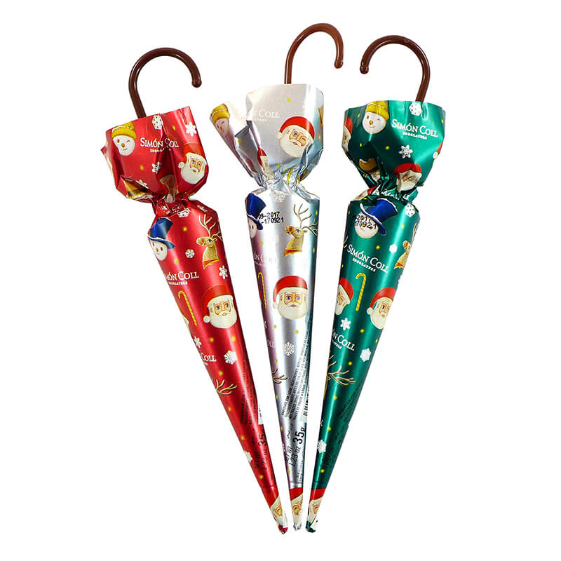 Sombrilla Navidad weihnachtliche Schokoladenschirme 3er Set von Simon Coll, 105 g weitere Ansicht Sombrilla Navidad weihnachtliche Schokoladenschirme 3er Set von Simon Coll, 105 g