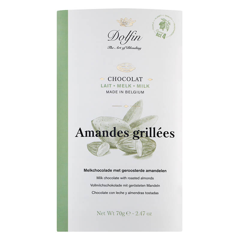 Dolfin Vollmilchschokolade mit Mandeln, 70 g