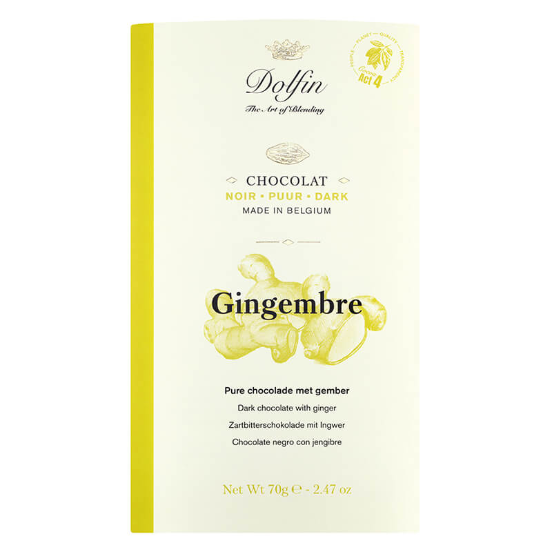 Dolfin Zartbitterschokolade mit Ingwer, 70 g weitere Ansicht Dolfin Zartbitterschokolade mit Ingwer, 70 g