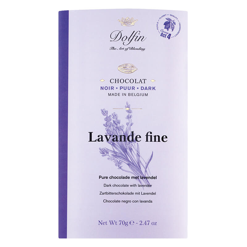 Dolfin Zartbitterschokolade mit Lavendel & Vanille, 70 g