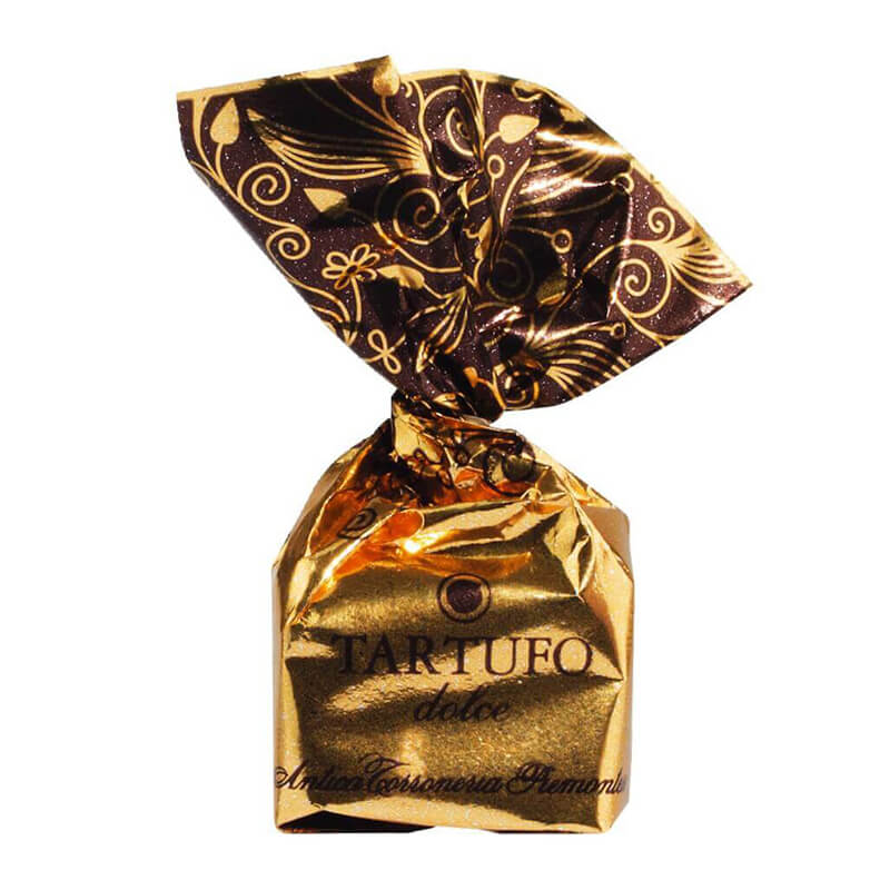 Tartufi dolci neri - dunkle Schokoladentrüffe in goldener Verpackung von Antica Torroneria Piemontese, 1 kg