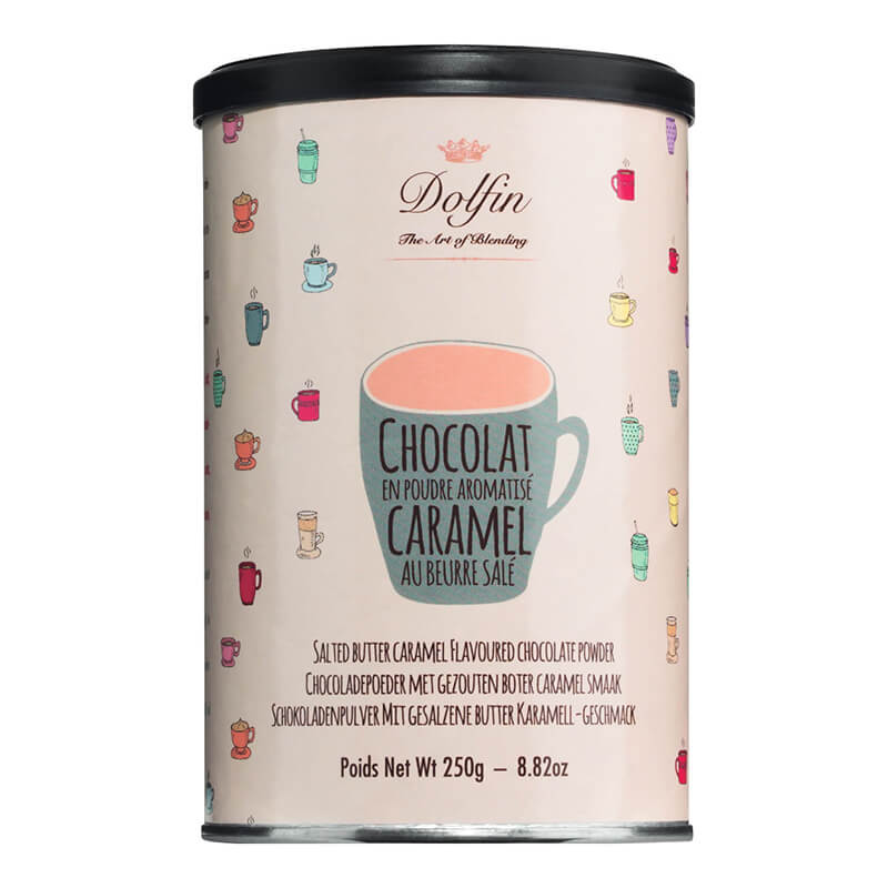 Dolfin Trinkschokolade mit gesalzenem Butter-Karamell Aroma, 250 g weitere Ansicht Dolfin Trinkschokolade mit gesalzenem Butter-Karamell Aroma, 250 g
