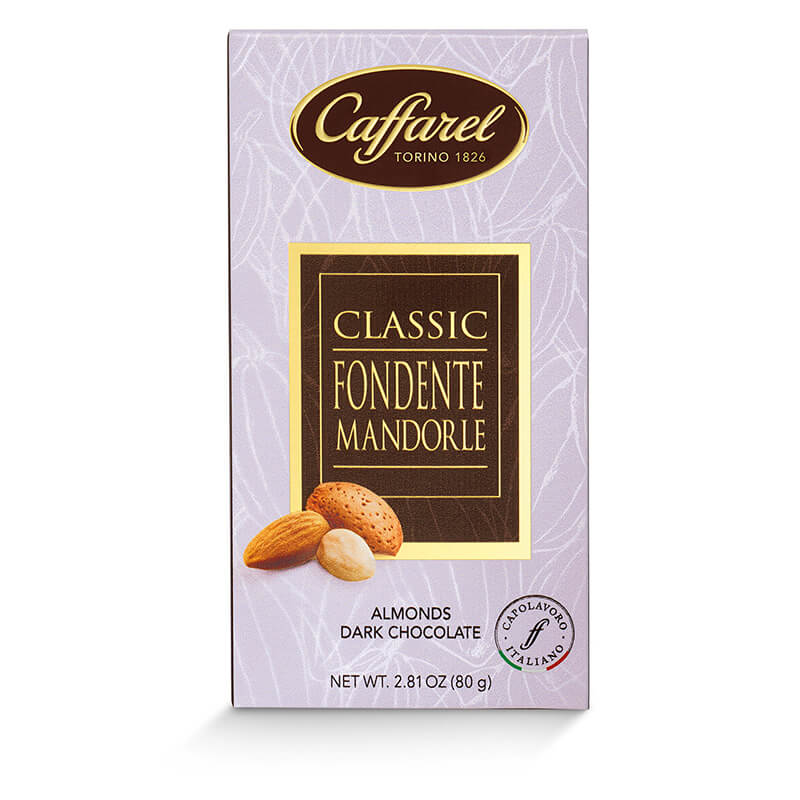 Zartbitterschokolade mit gesalzenen Mandeln von Caffarel, 80 g weitere Ansicht Zartbitterschokolade mit gesalzenen Mandeln von Caffarel, 80 g