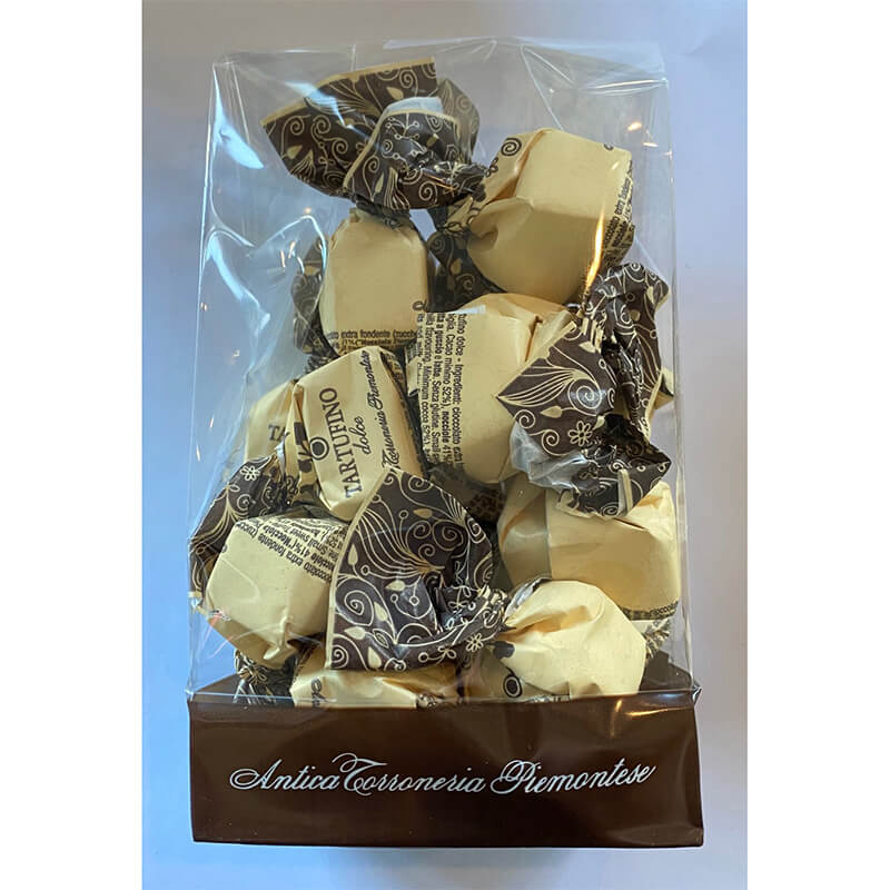 Tartufini dolci neri - dunkle Mini Schokoladentrüffel von Antica Torroneria Piemontese, 100 g weitere Ansicht Tartufini dolci neri - dunkle Mini Schokoladentrüffel von Antica Torroneria Piemontese, 100 g
