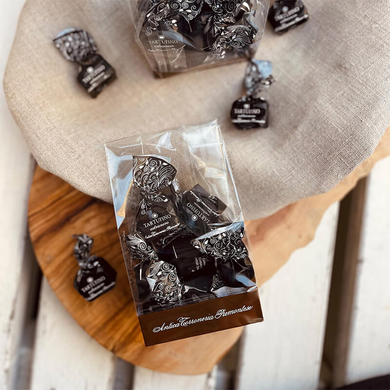 Tartufini dolci extraneri - Mini Schokoladentrüffel mit Zartbitterschokolade von Antica Torroneria Piemontese, 100 g