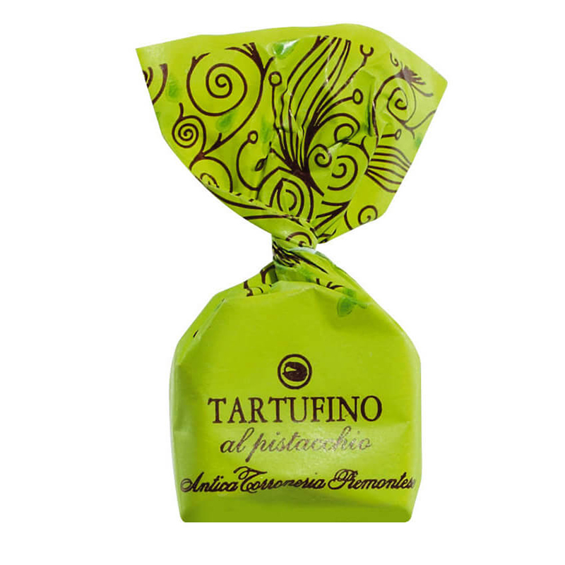 Tartufini dolci al pistacchio - helle Mini Schokoladentrüffel mit Pistazien von Antica Torroneria Piemontese, 100 g weitere Ansicht Tartufini dolci al pistacchio - helle Mini Schokoladentrüffel mit Pistazien von Antica Torroneria Piemontese, 100 g