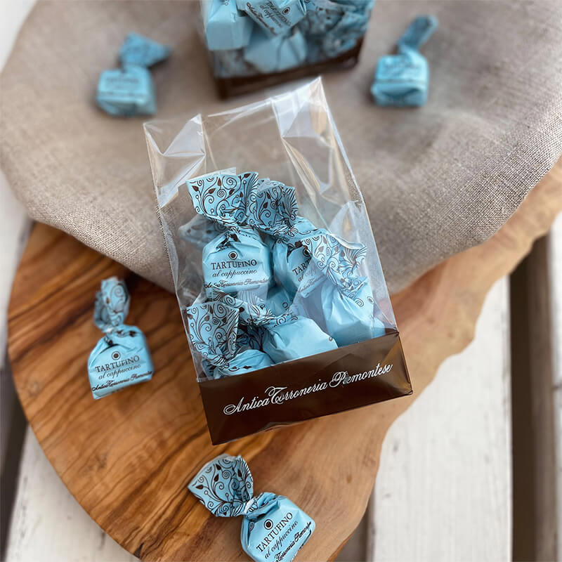 Tartufini dolci al cappuccino - helle Mini Schokoladentrüffel mit Cappuccinogeschmack von Antica Torroneria Piemontese, 100 g