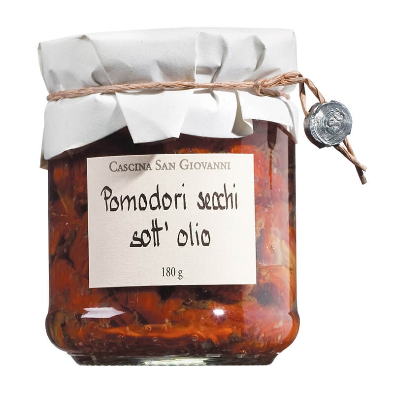 Getrocknete Tomaten in Olivenöl von Cascina San Giovanni, 180 g weitere Ansicht Getrocknete Tomaten in Olivenöl von Cascina San Giovanni, 180 g