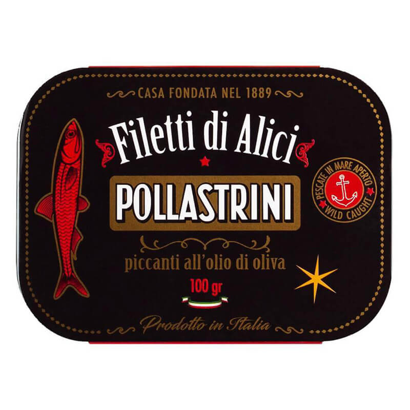 Sardellenfilets in Olivenöl mit Chili von Pollastrini, 100 g weitere Ansicht Sardellenfilets in Olivenöl mit Chili von Pollastrini, 100 g
