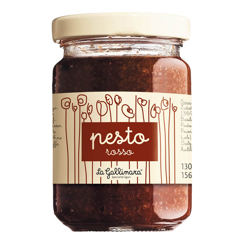 Pesto rosso - rotes Tomatenpesto von La Gallinara, 130 g weitere Ansicht Pesto rosso - rotes Tomatenpesto von La Gallinara, 130 g