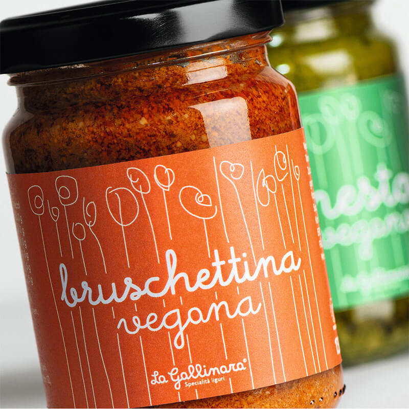 Bruschettina Aufstrich vegan mit Aubergine & Tomaten von La Gallinara, 130 g weitere Ansicht Bruschettina Aufstrich vegan mit Aubergine & Tomaten von La Gallinara, 130 g