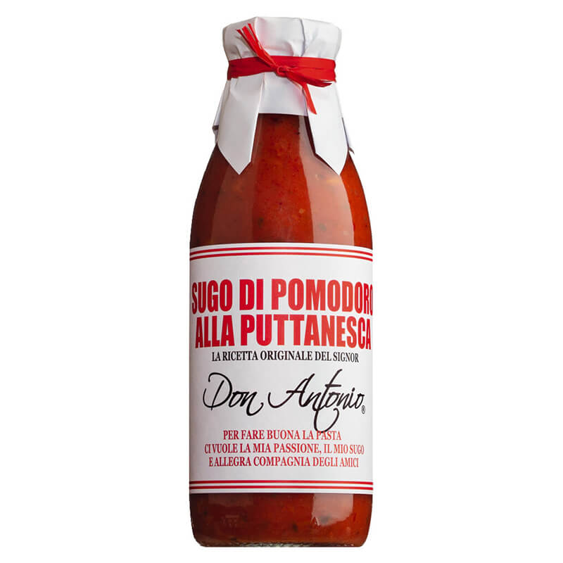 Sugo alla Puttanesca - Tomatensauce mit Gemüse, Rosinen und Pinienkerne von Don Antonio, 480 ml weitere Ansicht Sugo alla Puttanesca - Tomatensauce mit Gemüse, Rosinen und Pinienkerne von Don Antonio, 480 ml