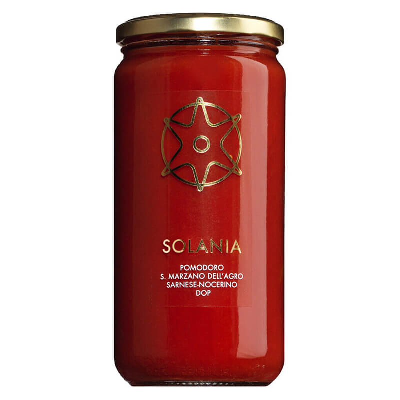 San Marzano Tomaten geschält D.O.P. im Glas von Solania, 680 g