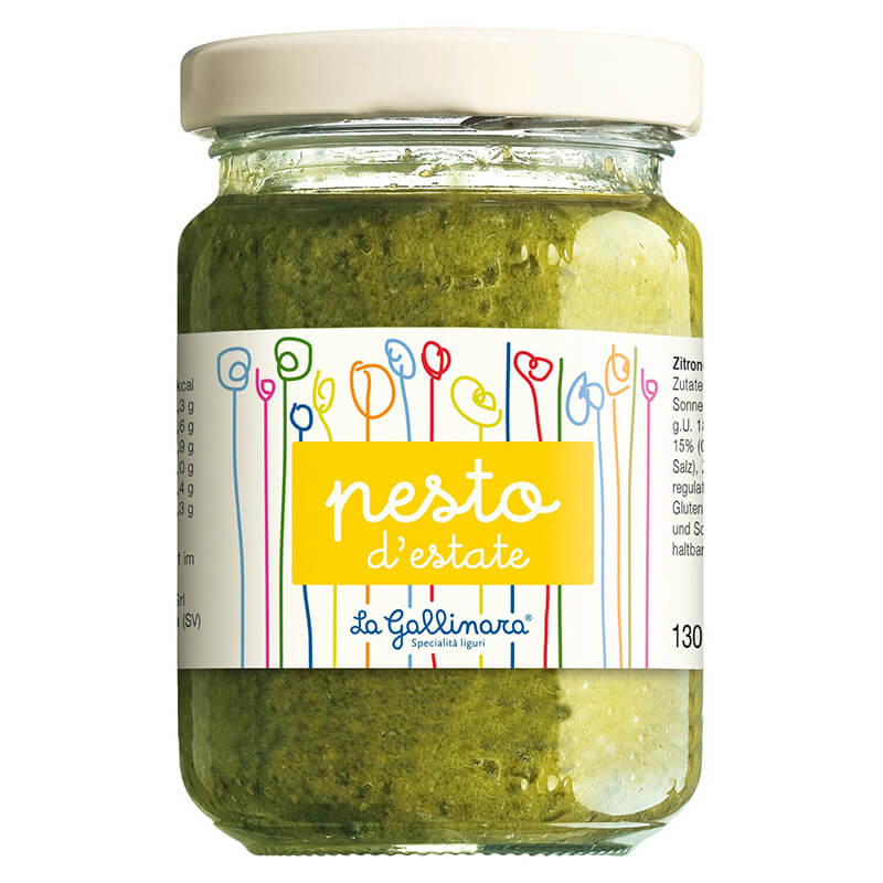 Pesto d'estate mit Oliven und Zitronen von La Gallinara, 130 g weitere Ansicht Pesto d'estate mit Oliven und Zitronen von La Gallinara, 130 g