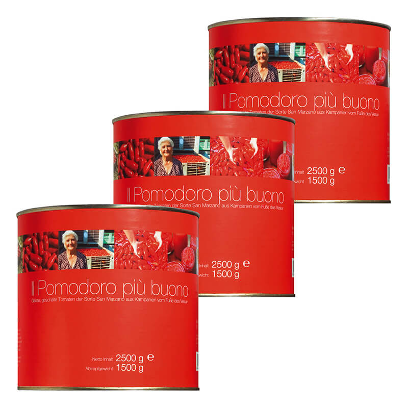 San Marzano Tomaten - handgeerntete, geschälte Top-Qualität Vorteilspack, 3 x 2,5 kg weitere Ansicht San Marzano Tomaten - handgeerntete, geschälte Top-Qualität Vorteilspack, 3 x 2,5 kg