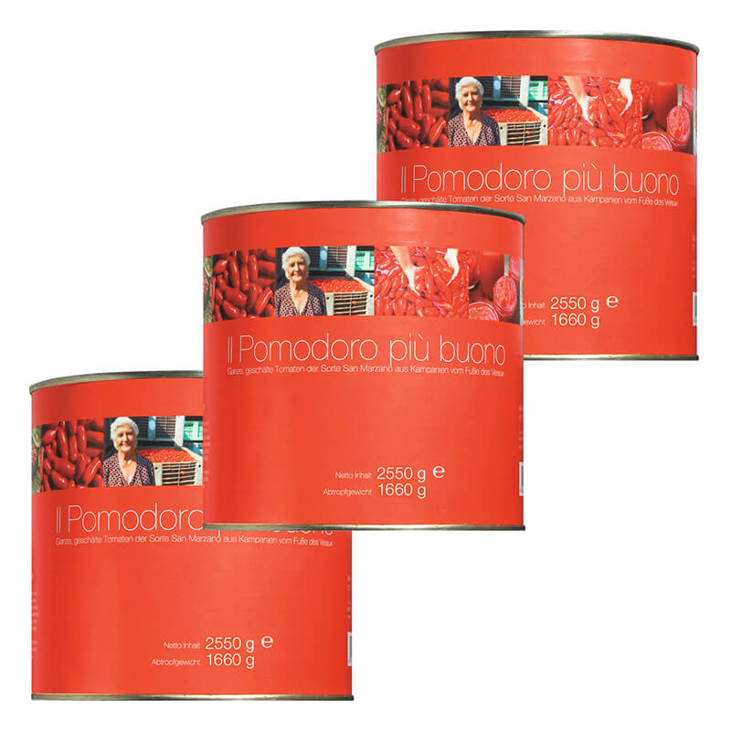 San Marzano Tomaten - handgeerntete, geschälte Top-Qualität Vorteilspack, 3 x 2,5 kg weitere Ansicht San Marzano Tomaten - handgeerntete, geschälte Top-Qualität Vorteilspack, 3 x 2,5 kg