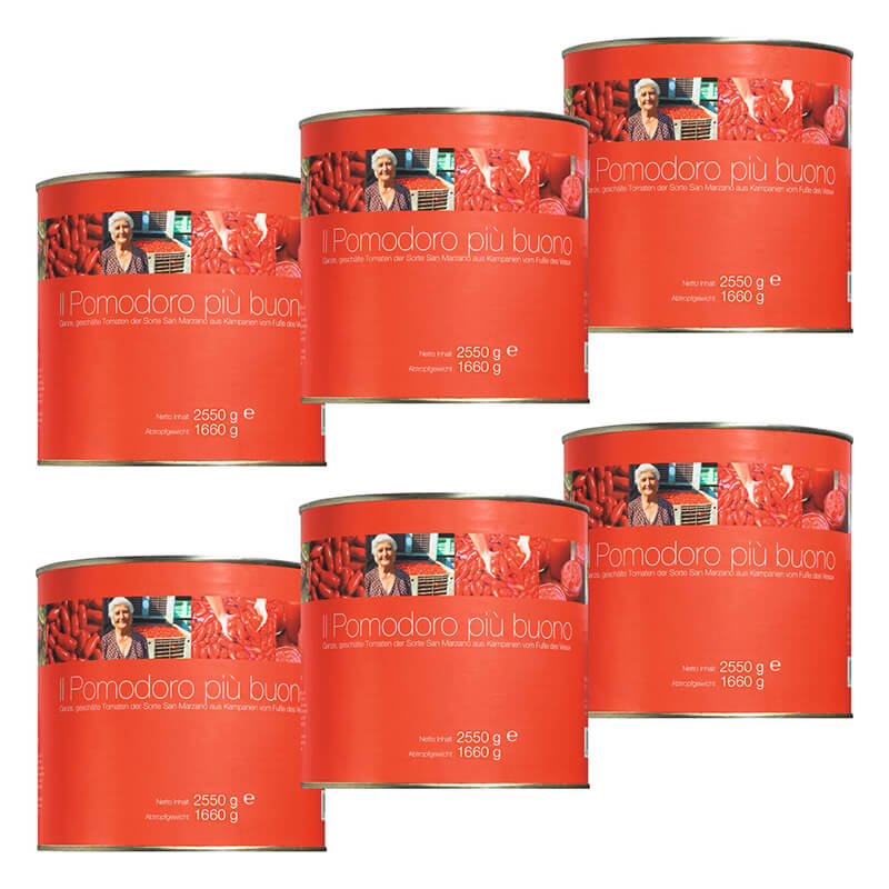 San Marzano Tomaten - handgeerntete, geschälte Top-Qualität Vorteilspack, 6 x 2,5 kg weitere Ansicht San Marzano Tomaten - handgeerntete, geschälte Top-Qualität Vorteilspack, 6 x 2,5 kg