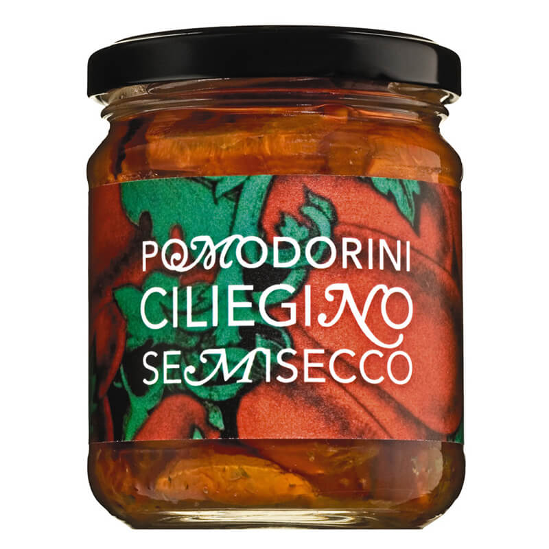 Pomodoro Semisecchi - halbgetrocknete sizilianischen Kirschtomaten in Öl, 200 g weitere Ansicht Pomodoro Semisecchi - halbgetrocknete sizilianischen Kirschtomaten in Öl, 200 g