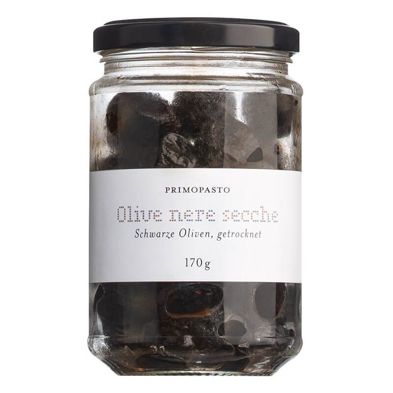 Olive nere secche - schwarze Oliven, getrocknet von Primopasto, 170 g