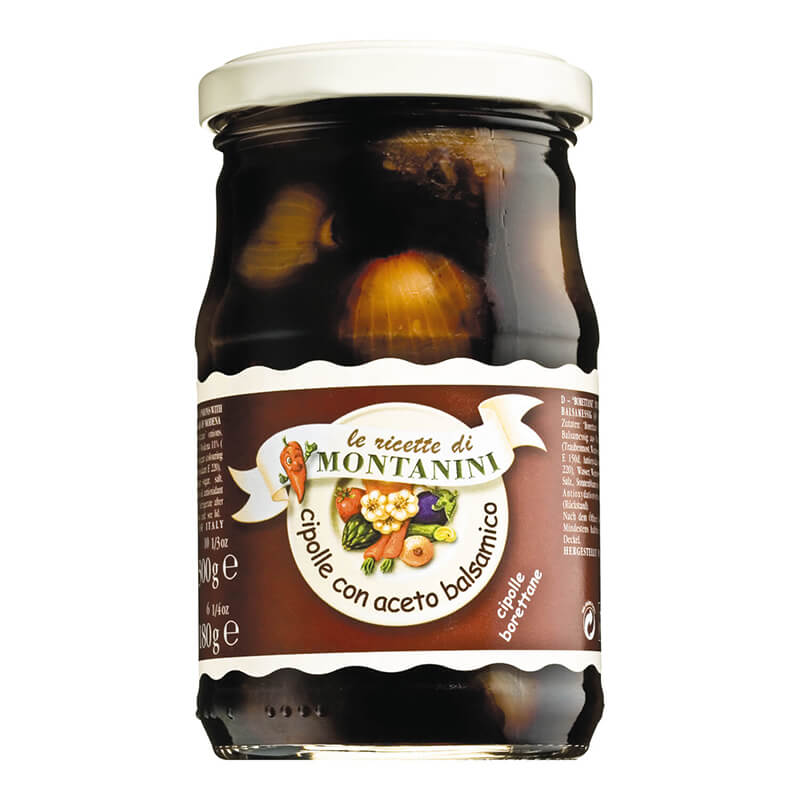 Borretane - Zwiebeln in Balsamessig von Montanini, 300 g weitere Ansicht Borretane - Zwiebeln in Balsamessig von Montanini, 300 g