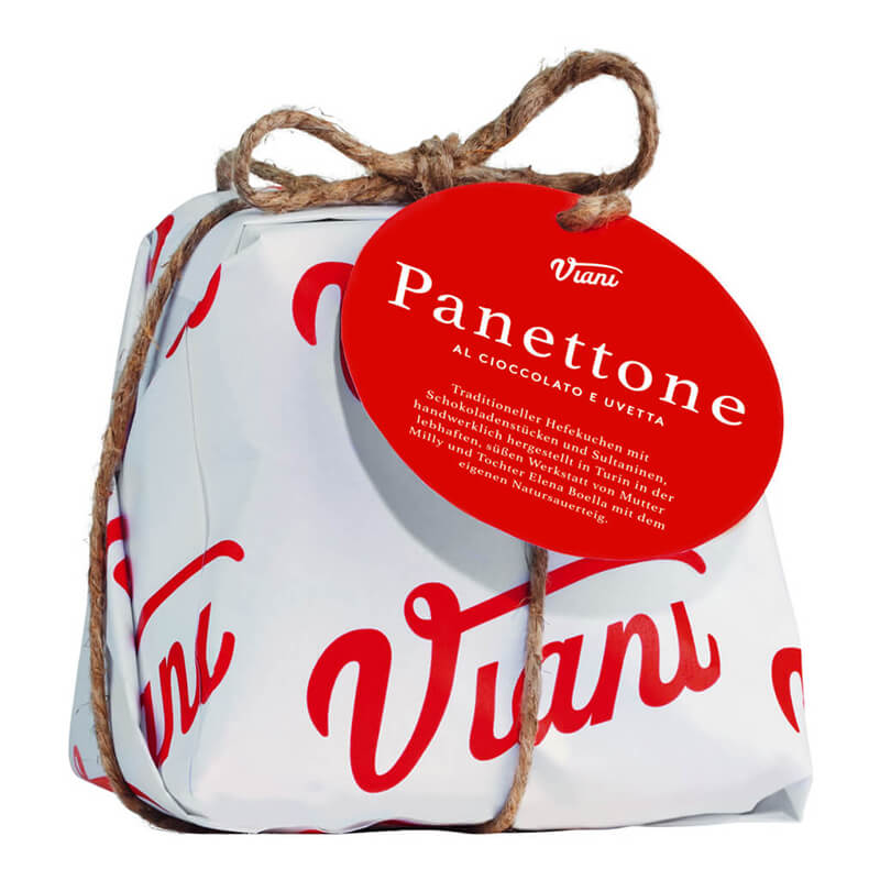 Panettone al cioccolato - Hefekuchen mit Sultaninen & Schokoladenstücken, 300 g weitere Ansicht Panettone al cioccolato - Hefekuchen mit Sultaninen & Schokoladenstücken, 300 g