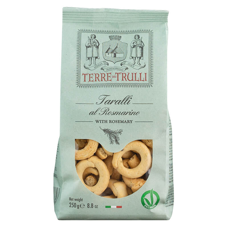 Taralli Salzgebäck mit Rosmarin von Terre dei Trulli, 250 g weitere Ansicht Taralli Salzgebäck mit Rosmarin von Terre dei Trulli, 250 g