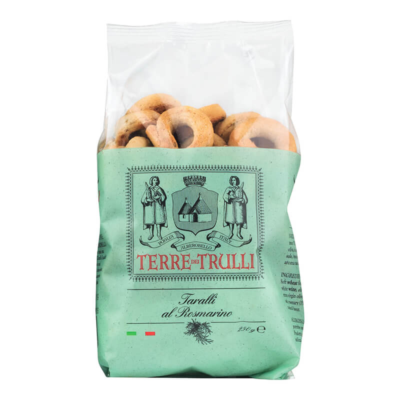 Taralli Salzgebäck mit Rosmarin von Terre dei Trulli, 250 g weitere Ansicht Taralli Salzgebäck mit Rosmarin von Terre dei Trulli, 250 g