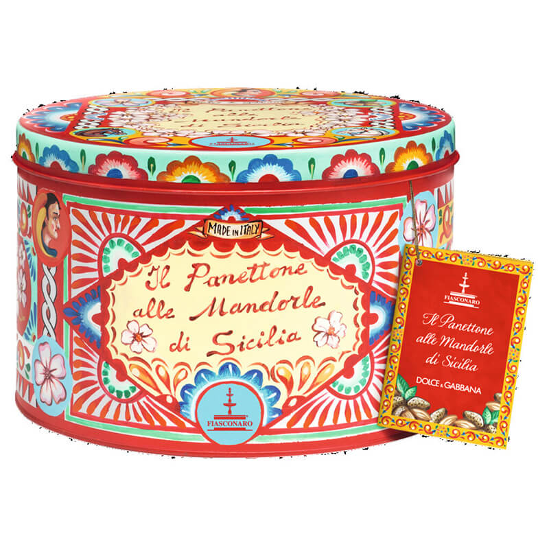 Panettone mit Mandeln & eingelegten Rosinen in Dolce & Gabbana Dose von Fiasconaro, 1 kg weitere Ansicht Panettone mit Mandeln & eingelegten Rosinen in Dolce & Gabbana Dose von Fiasconaro, 1 kg