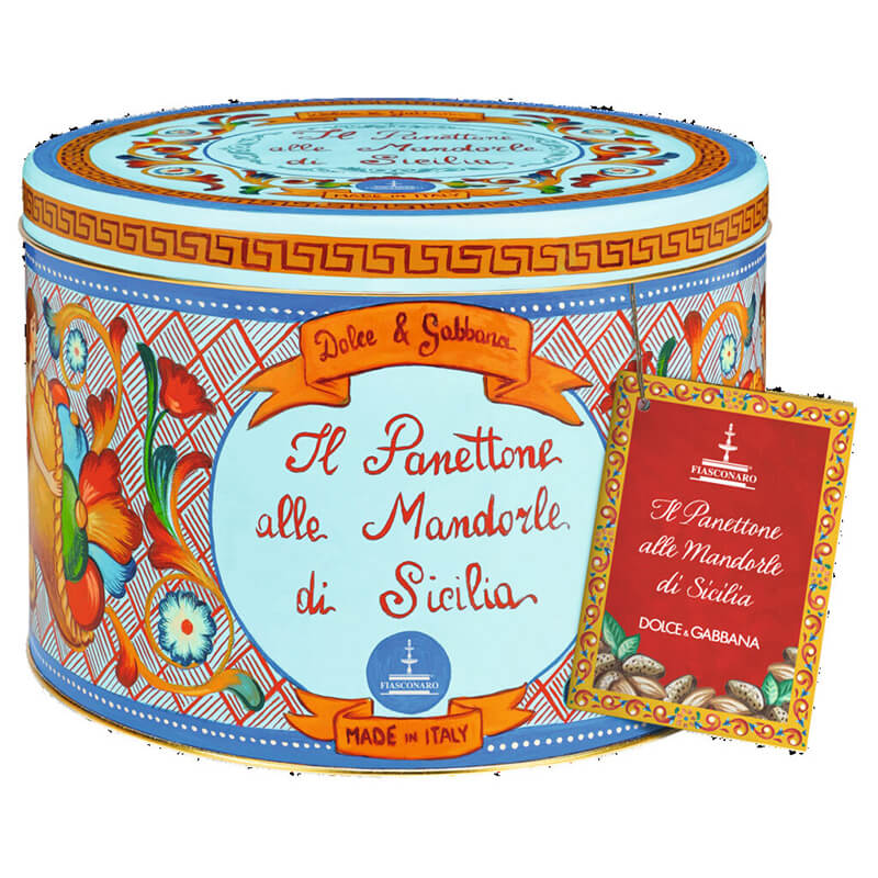 Panettone mit Mandeln & eingelegten Rosinen in Dolce & Gabbana Dose von Fiasconaro, 1 kg weitere Ansicht Panettone mit Mandeln & eingelegten Rosinen in Dolce & Gabbana Dose von Fiasconaro, 1 kg